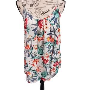 Roxy Pleated Red and Orange Sleeveless Tank